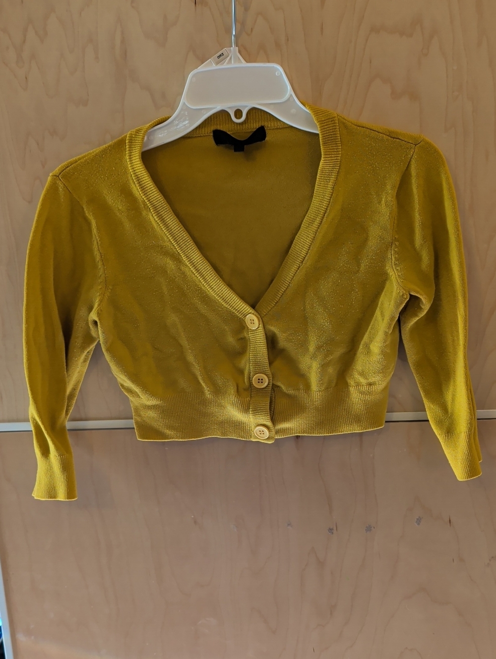 Cropped Yellow V-Neck Button Cardigan